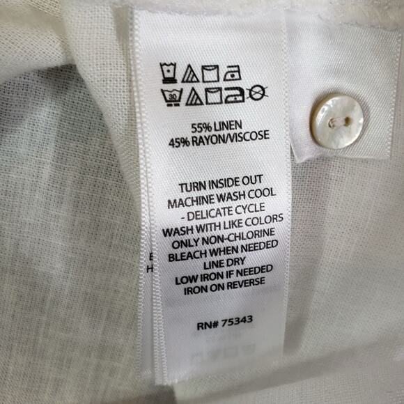 Tahari Shirt Top Womens Size XL White Linen Button Up Lagenlook Resort Beachy - Picture 4 of 10
